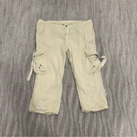 VTG Y2K Da-Nang Light Green Beaded Cropped Cargo Pants Y2K Grunge Women’s Sz M - Picture 2 of 11